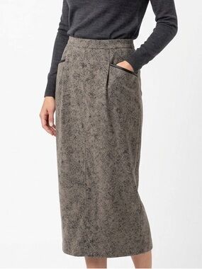 MICHAEL PHILLIPS Vintage Petite Nutmeg Brown Velvet Midi Pencil Skirt Size 14 P